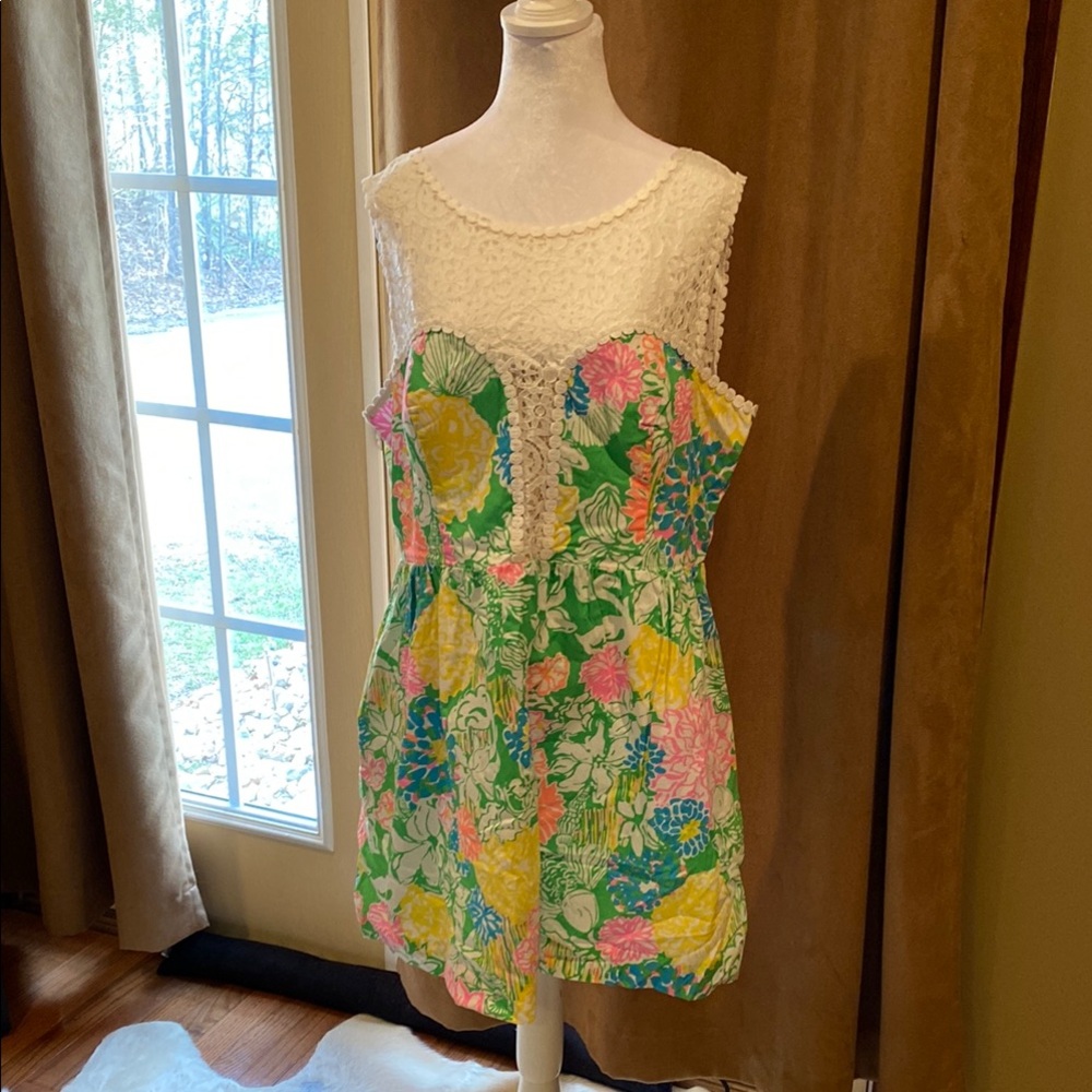 Lilly Pulitzer Floral Dress with Lace Top Vintage